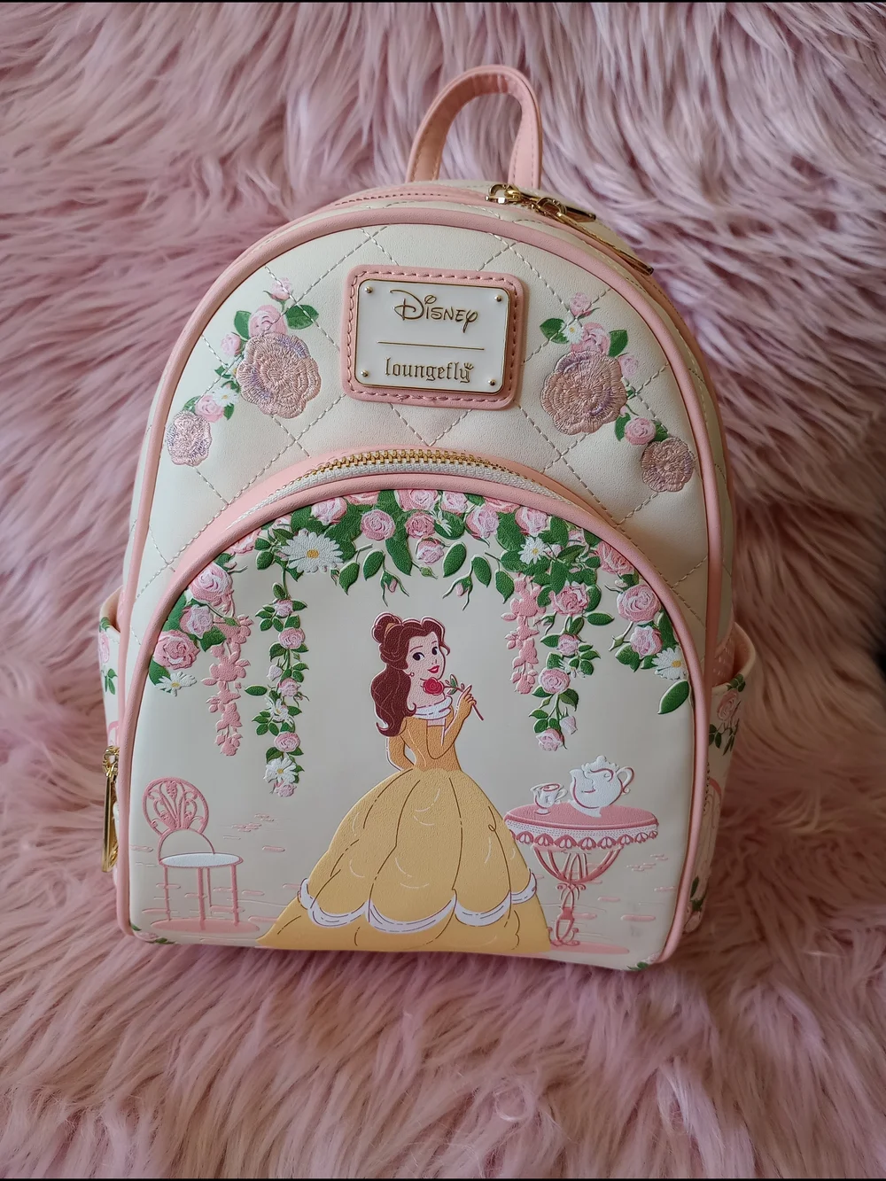 Disney x Loungefly Pink Belle Floral Mini Backpack